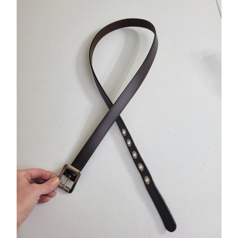 Grommet‎ Classic Casual Belt Brown Bonded Leather Lined Thin Women's Size Large